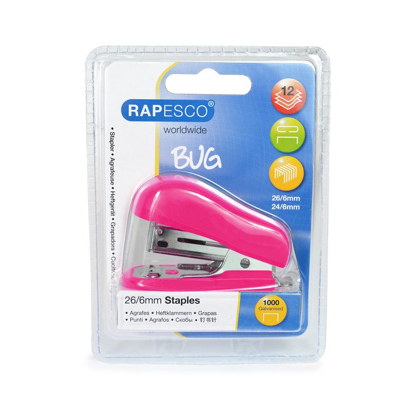 Rapesco Bug Mini Stapler, Hot Pink (1412) - Image 5